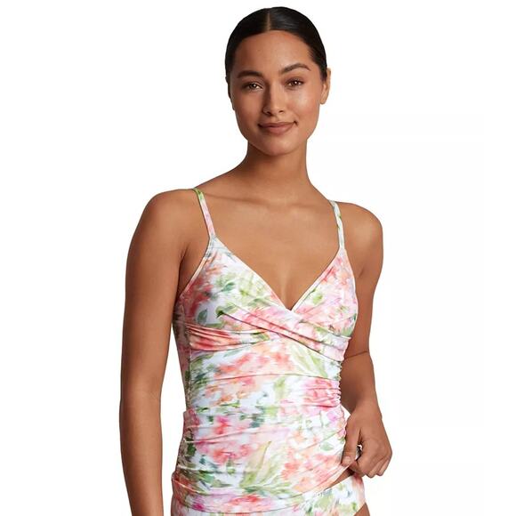 Lauren Ralph Lauren Women Floral Pastel Front Twist Swim Tankini Top Size US 14 - Picture 1 of 3
